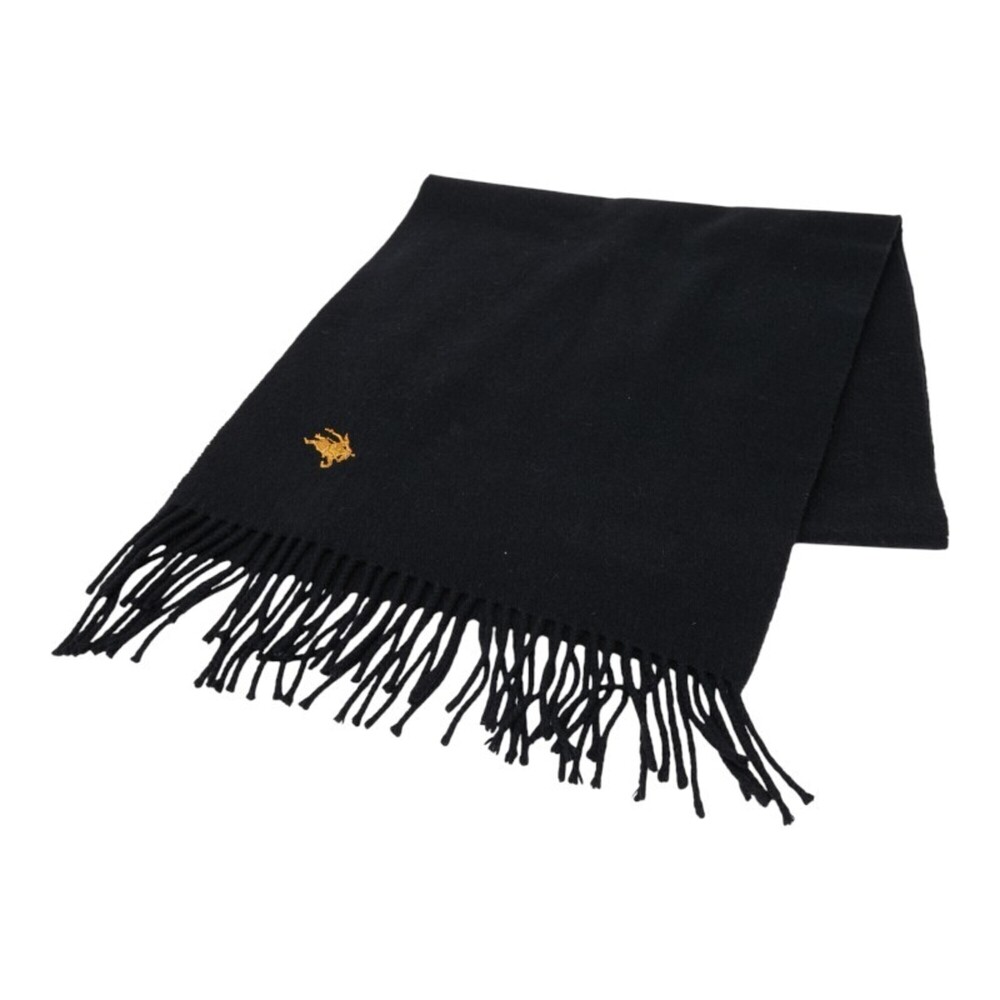 Burberry Shadow Horse Embroidered Scarf, Black & Gold, Cashmere, Women's.